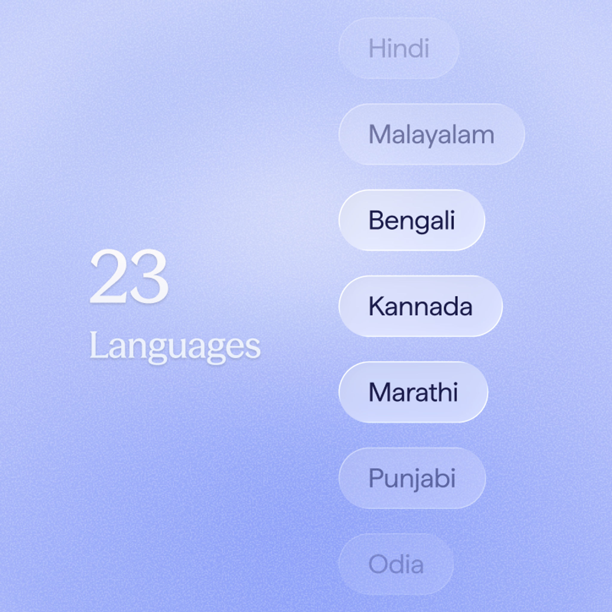 23 languages with native Indic script support
