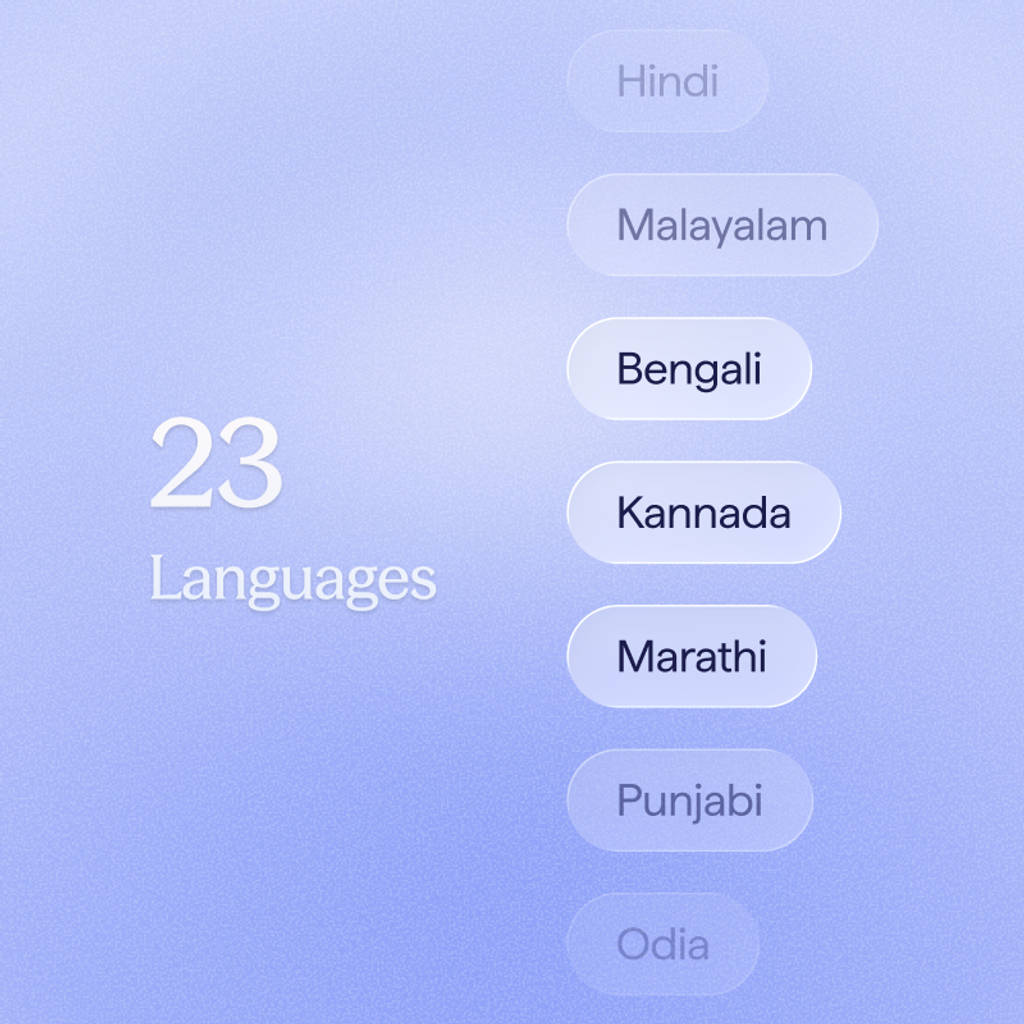 23 languages with native Indic script support